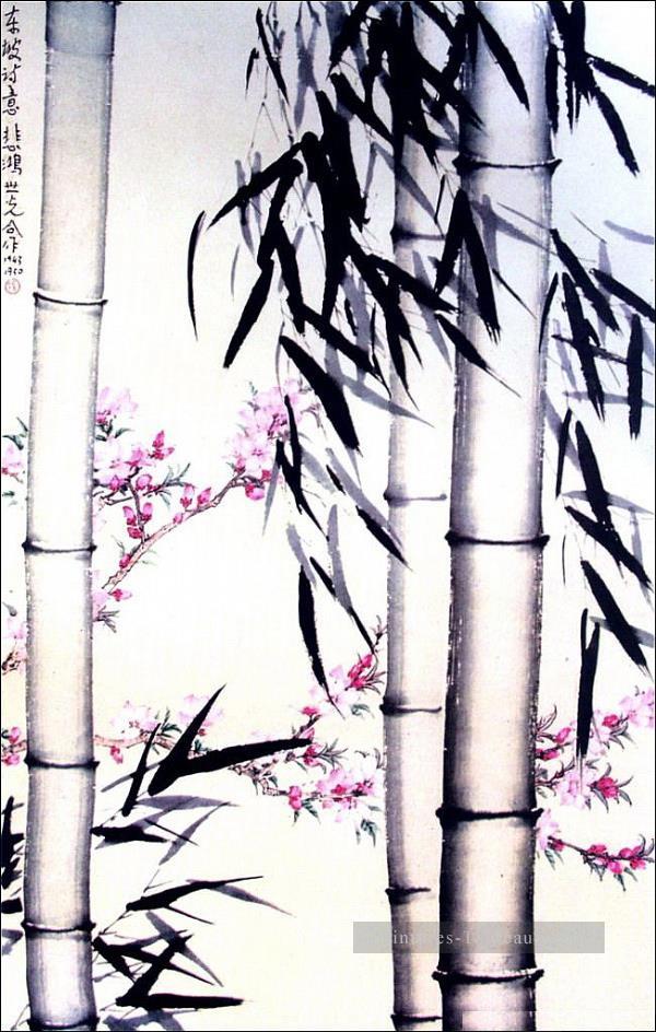 Xu Beihong bambou et fleurs à la fleur traditionnelle Peintures à l'huile
